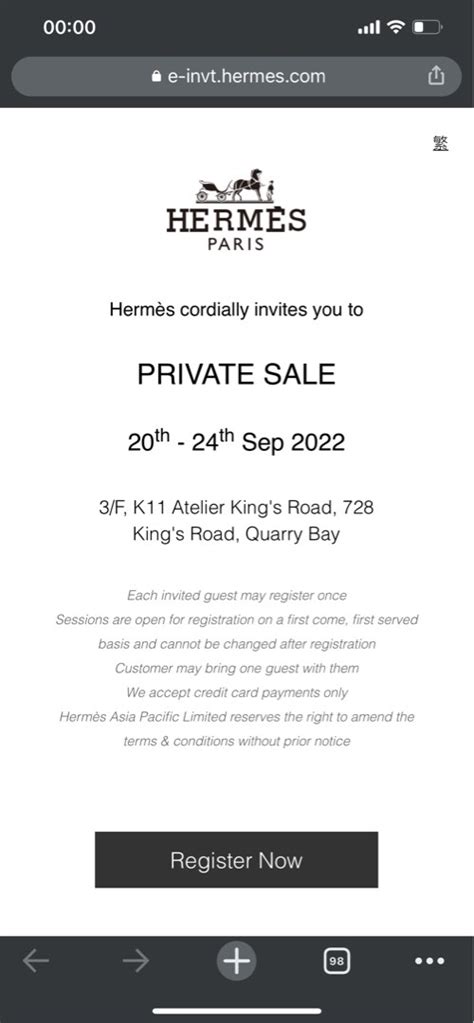 how to invite hermes to private sale